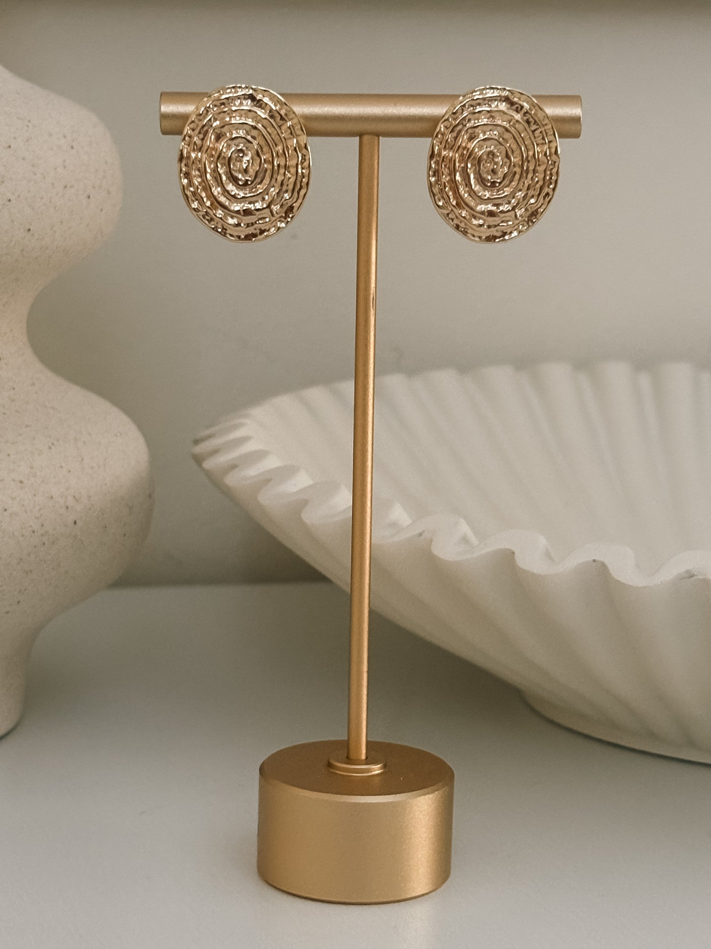 Round Gold Abstract Earrings