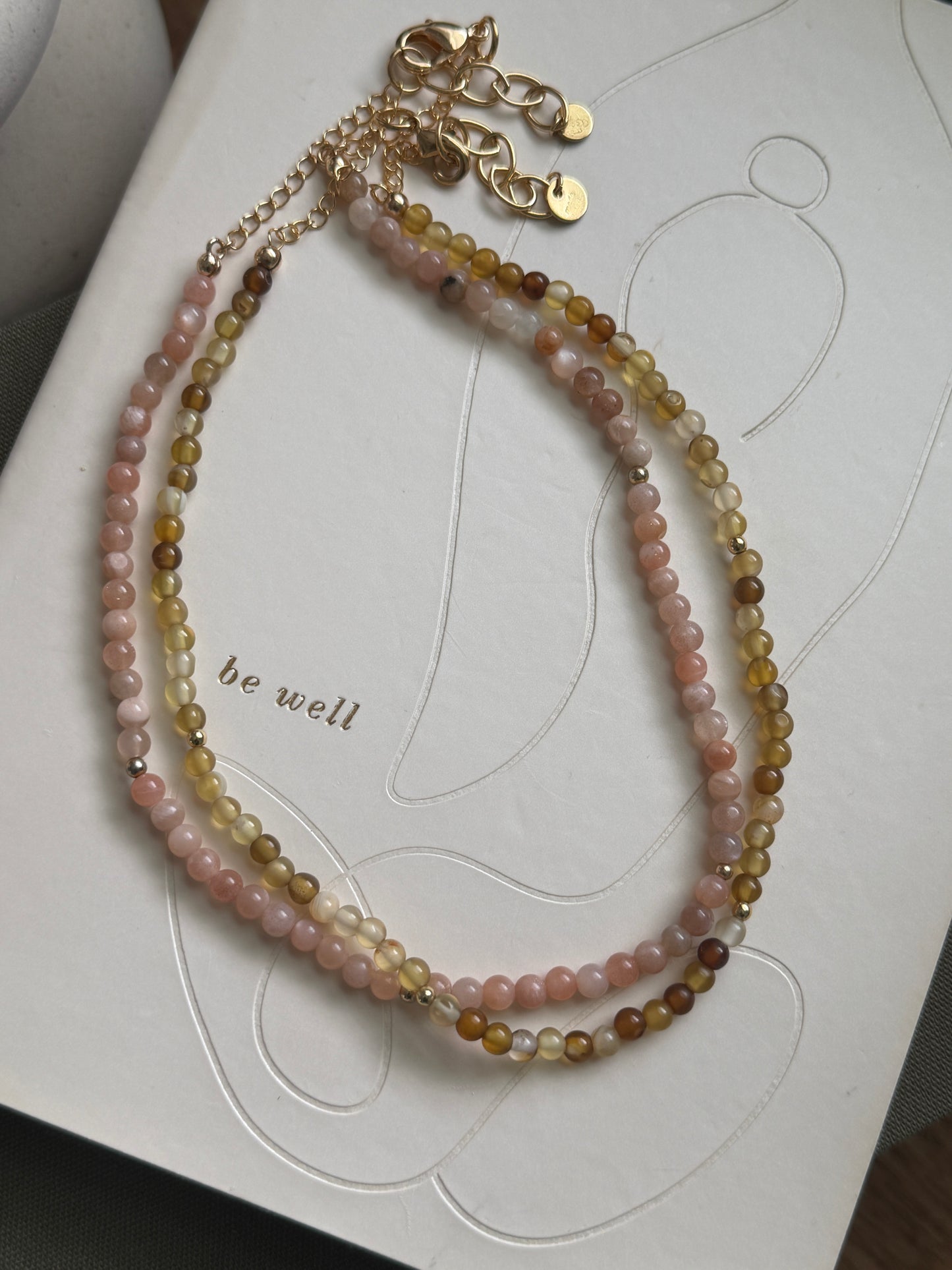 Neutral Pink Beaded Necklace