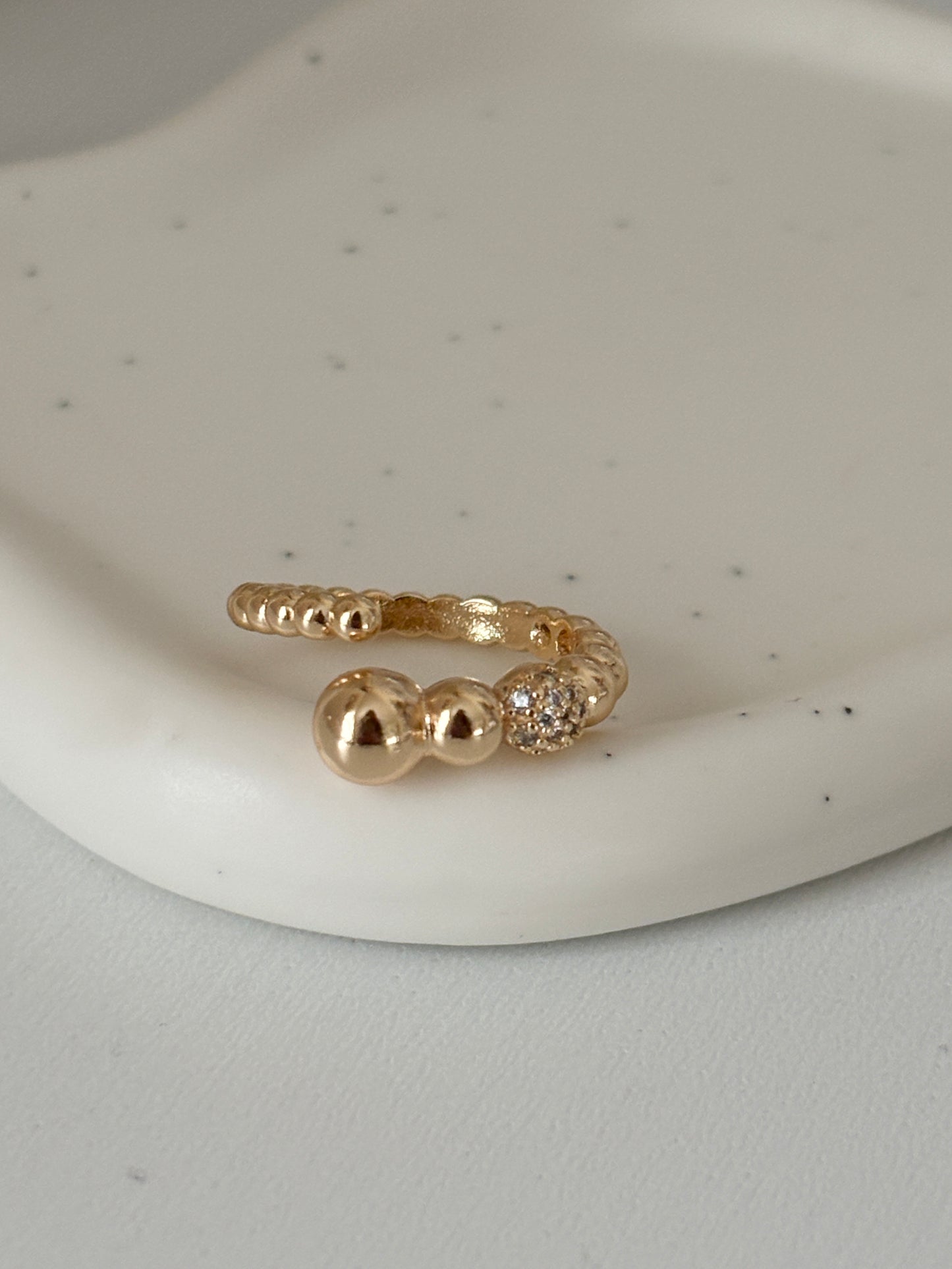 Twist Beaded CZ Ring