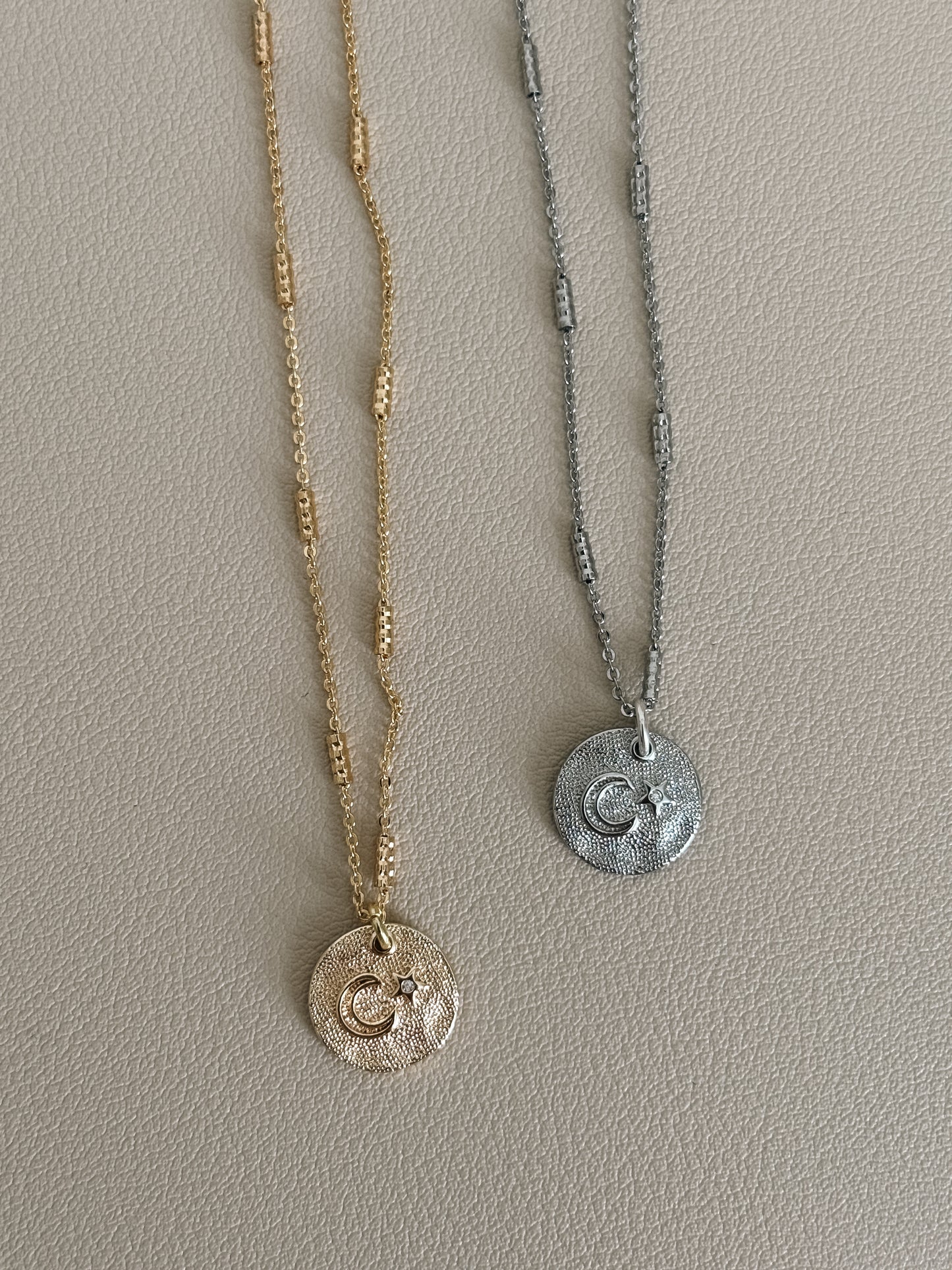 Gold Sun And Moon Coin Necklace