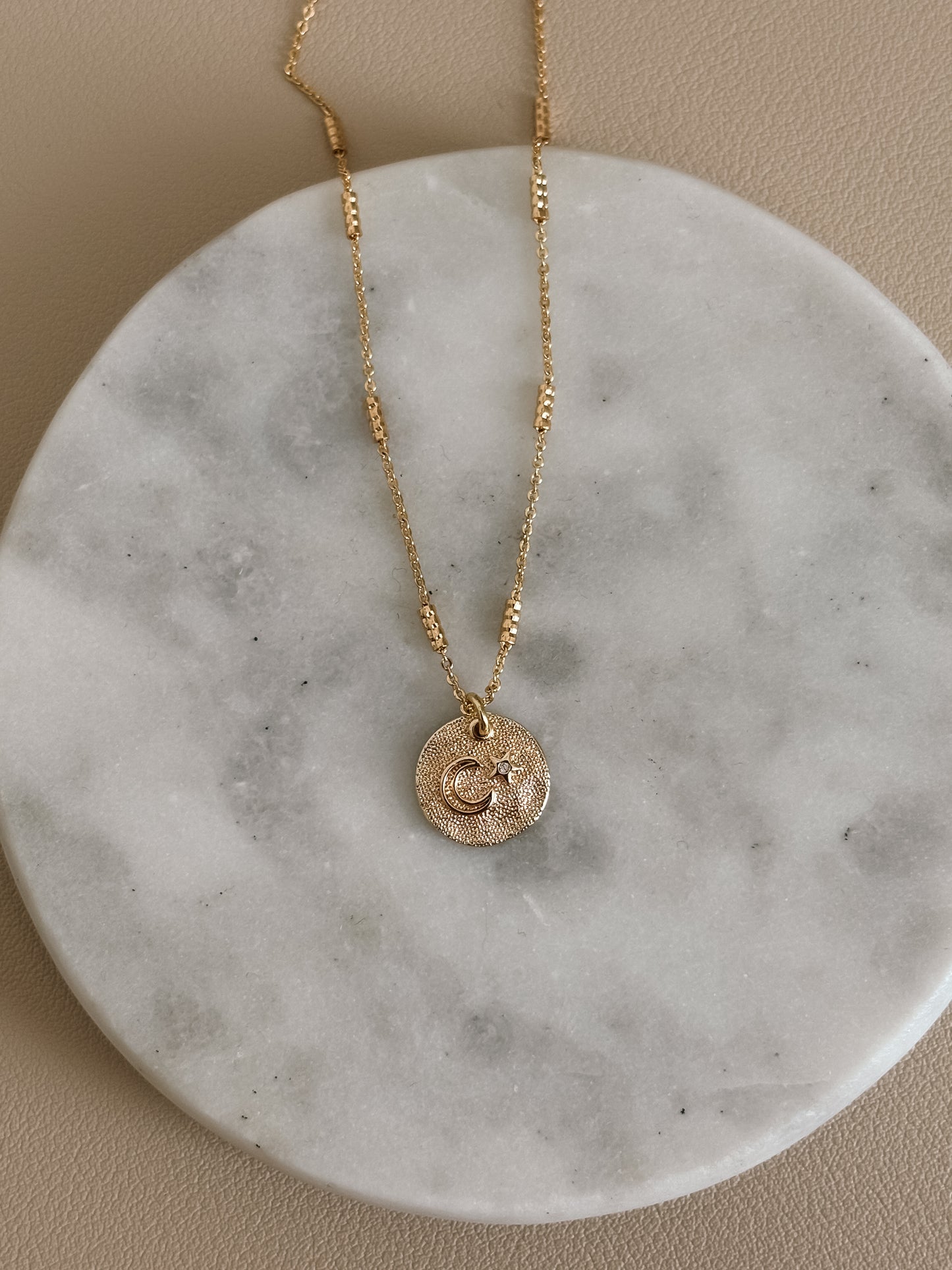 Gold Sun And Moon Coin Necklace
