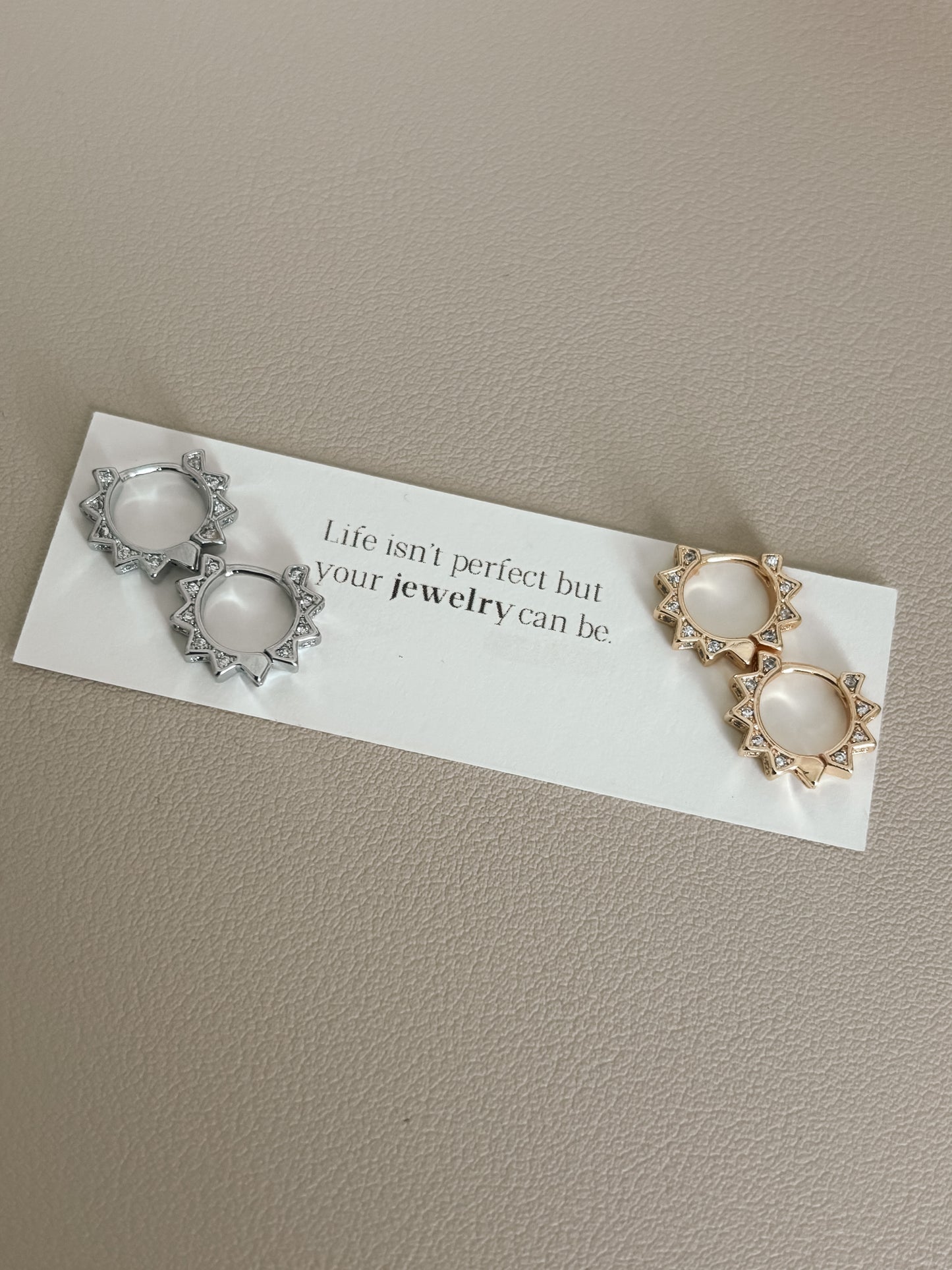 Gold CZ Triangle Huggies