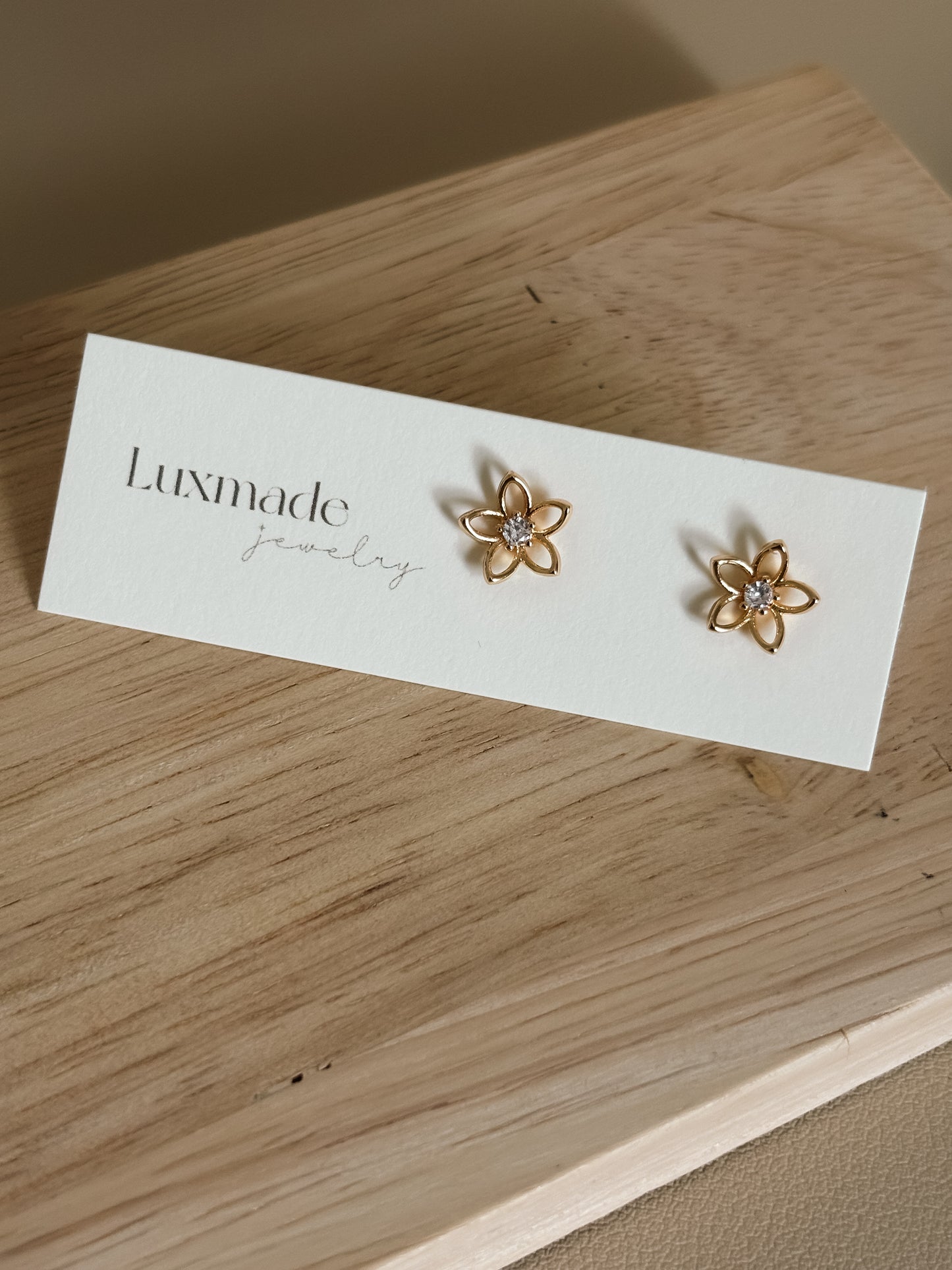 Gold Open Flower Earrings