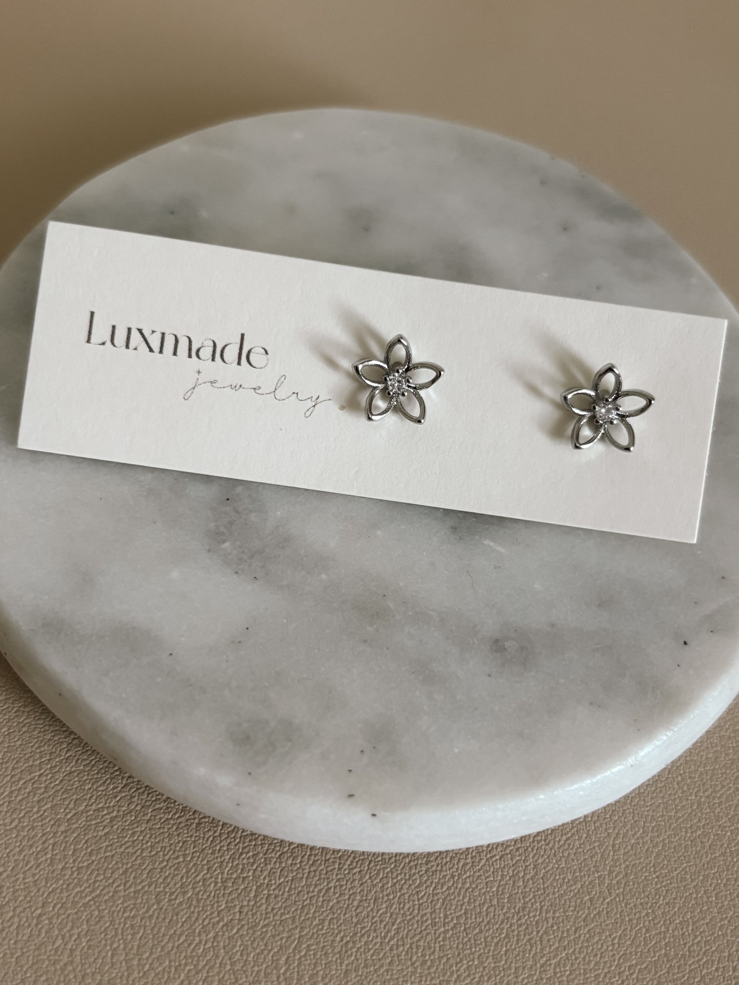 Silver Open Flower Earrings