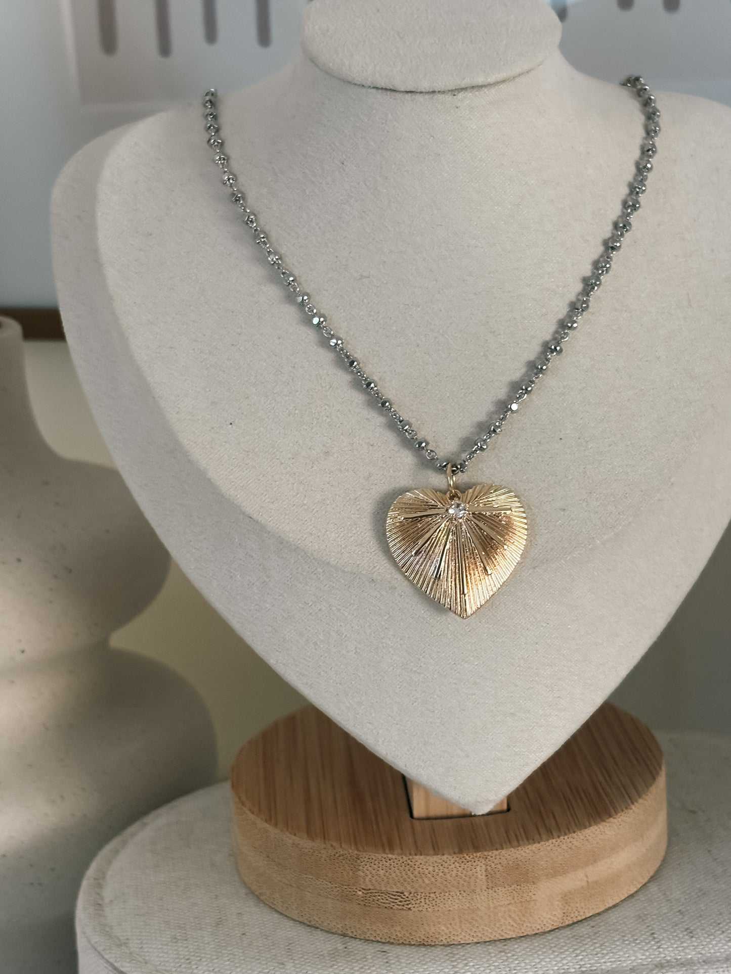 Ribbed Heart Necklace