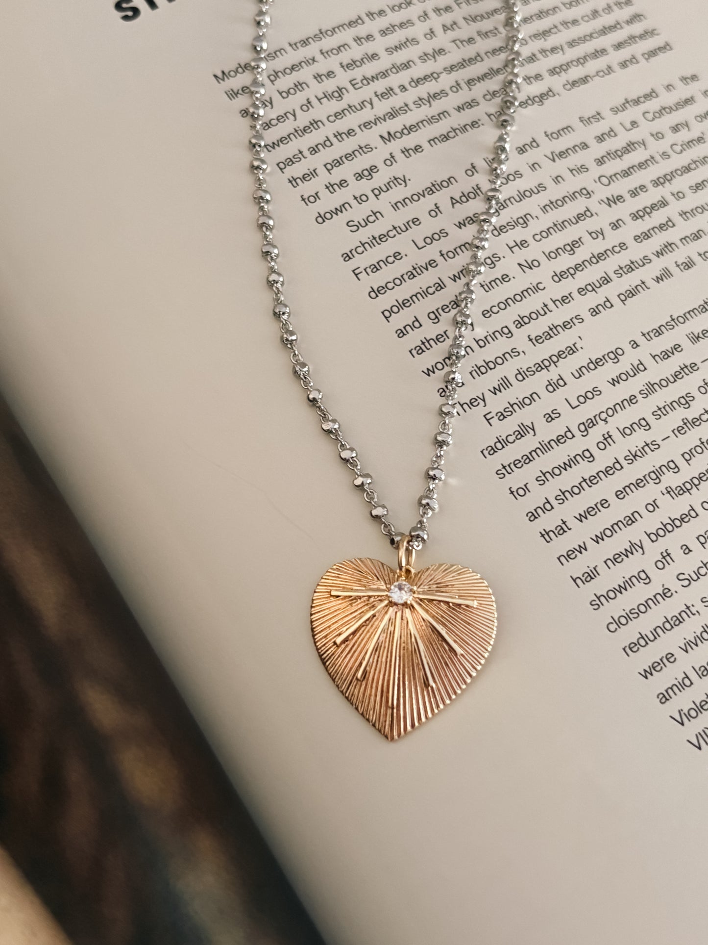 Ribbed Heart Necklace