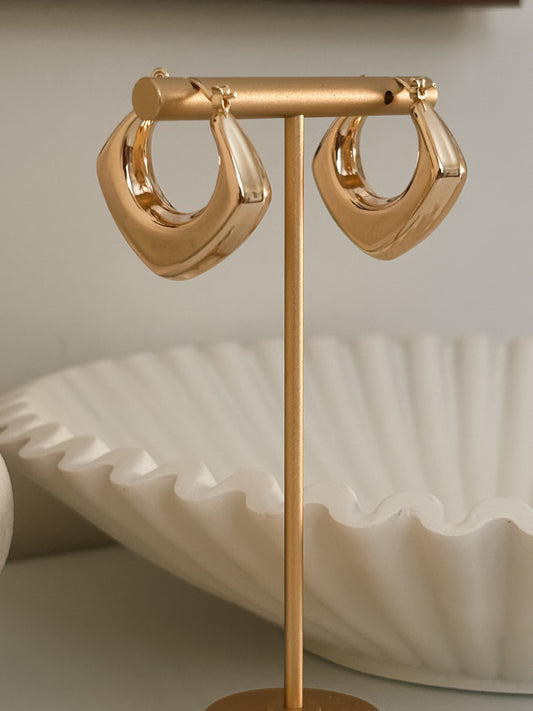 Gold Square Chunky Hoops
