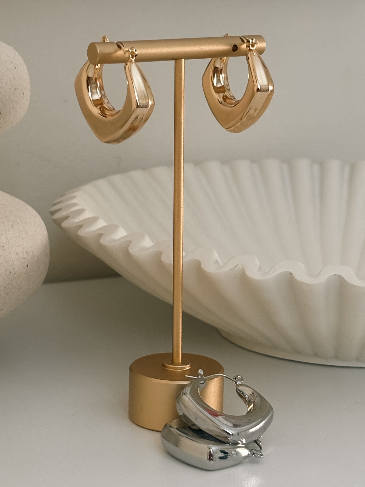 Gold Square Chunky Hoops