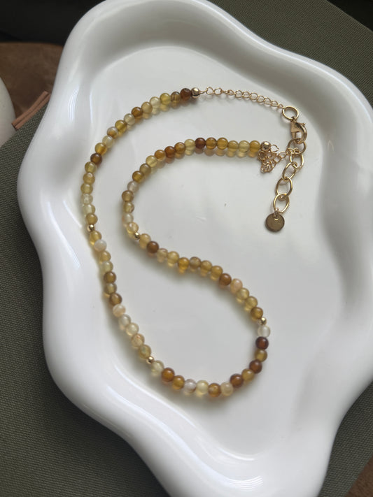 Neutral Yellow Beaded Necklace