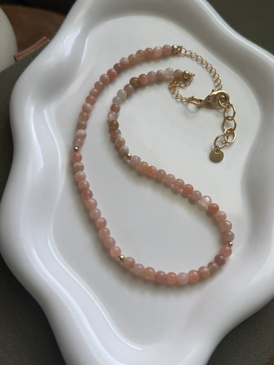 Neutral Pink Beaded Necklace