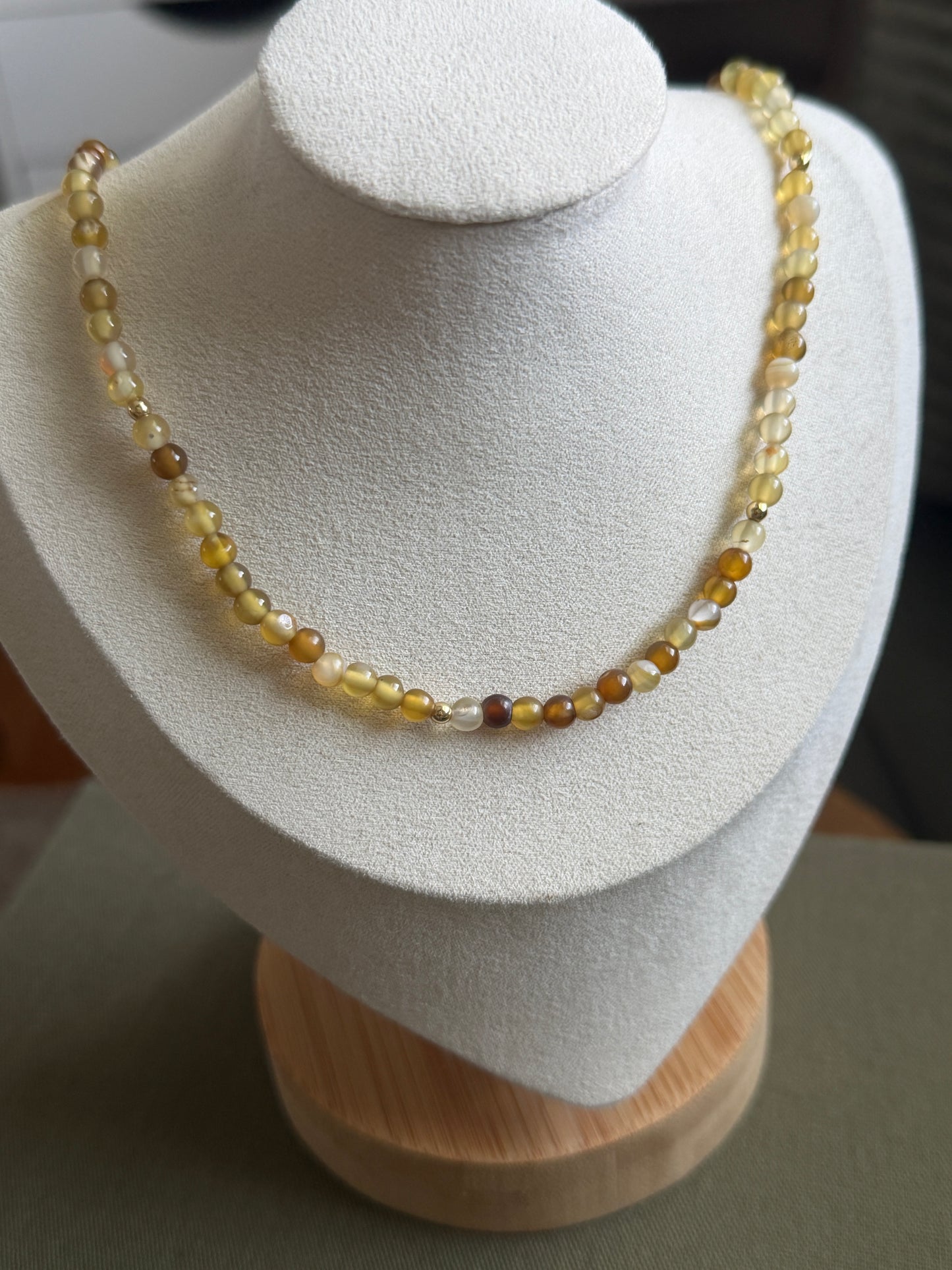 Neutral Yellow Beaded Necklace