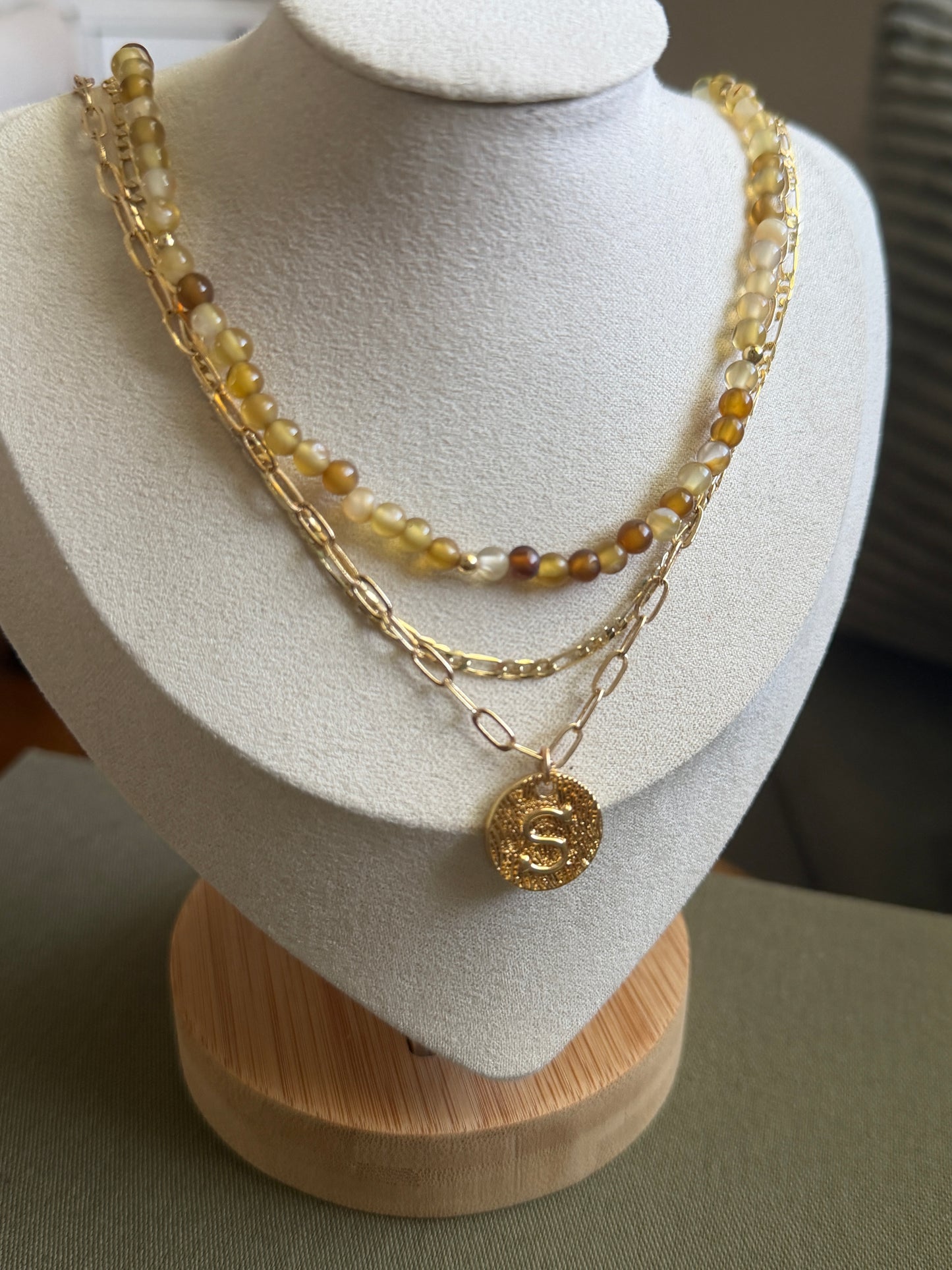 Neutral Yellow Beaded Necklace