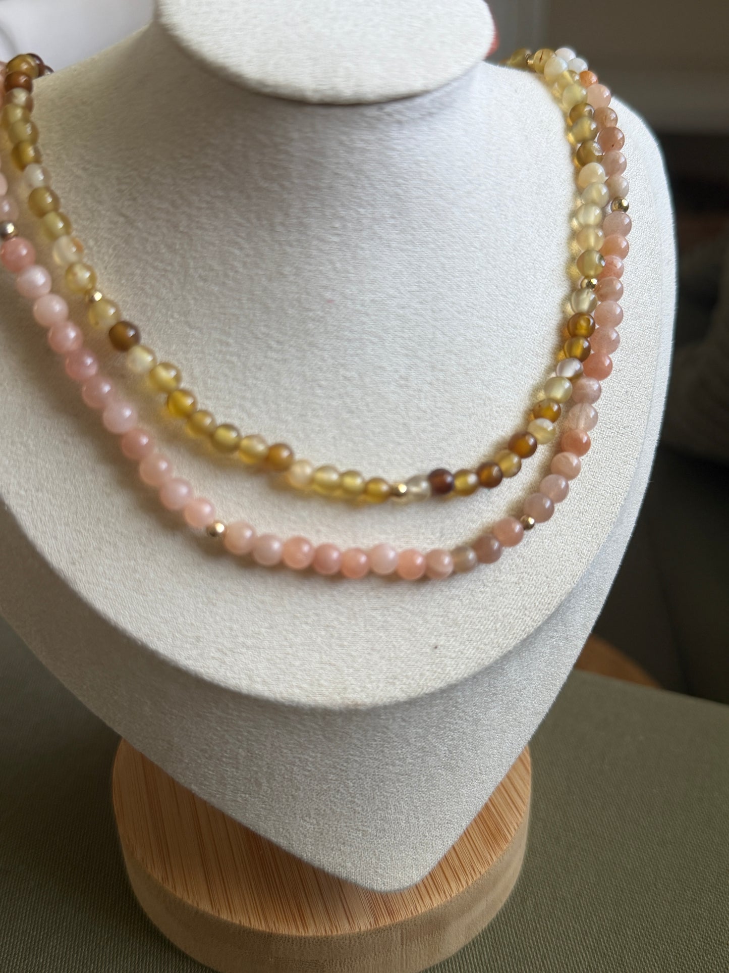 Neutral Yellow Beaded Necklace