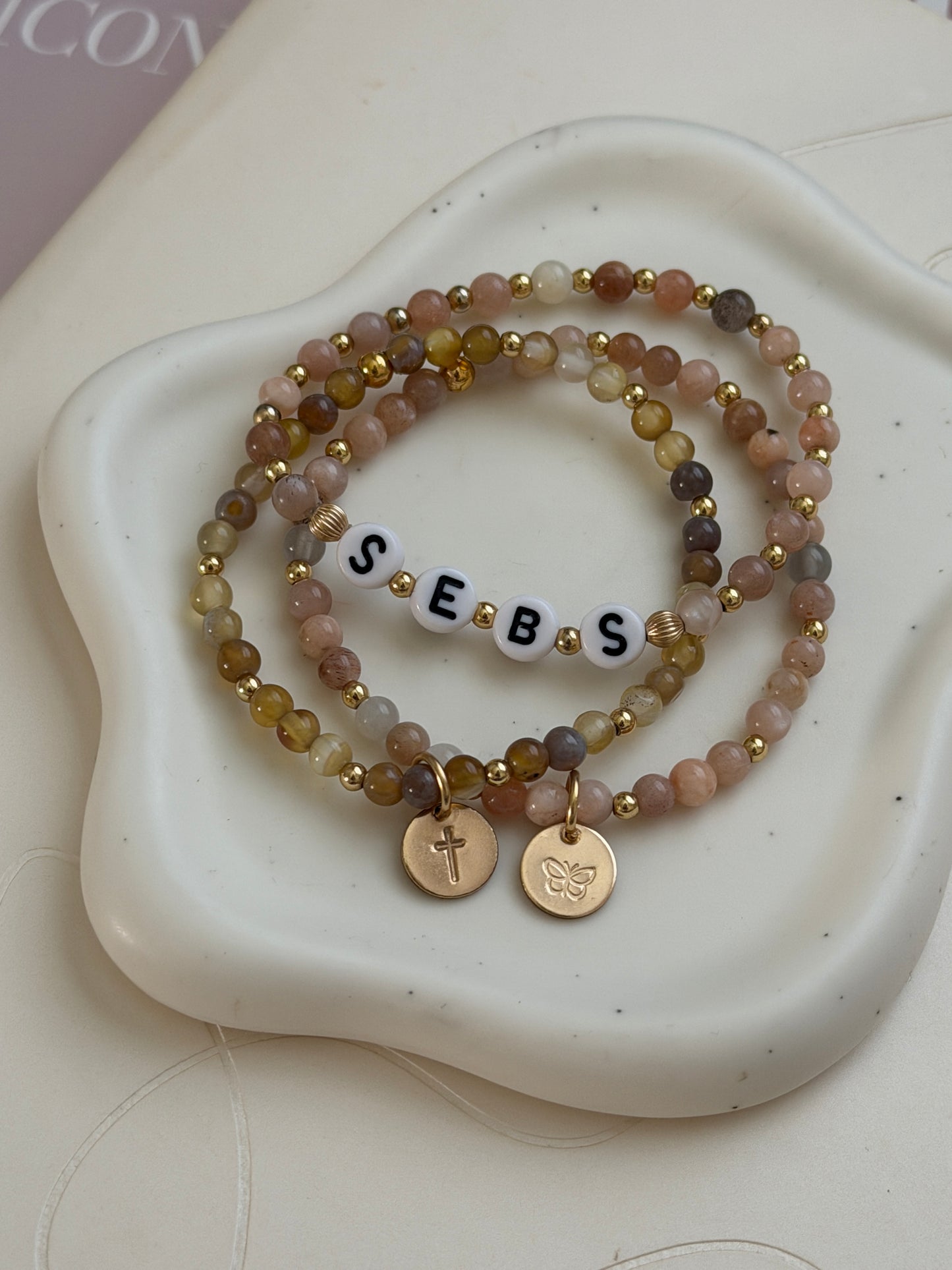 Natural Gemstone & Stamp Charm