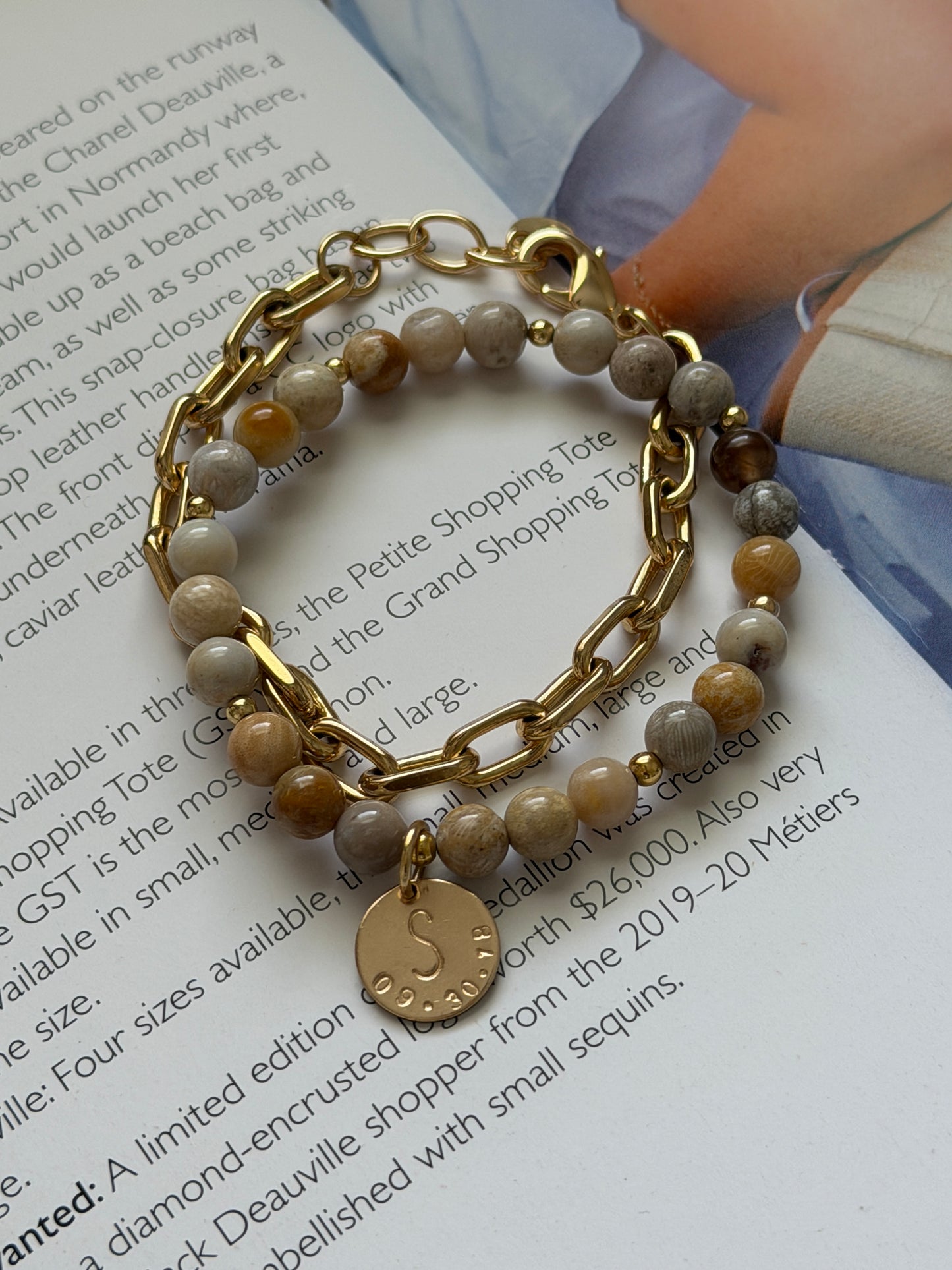 Light Brown & Stamped Bracelet