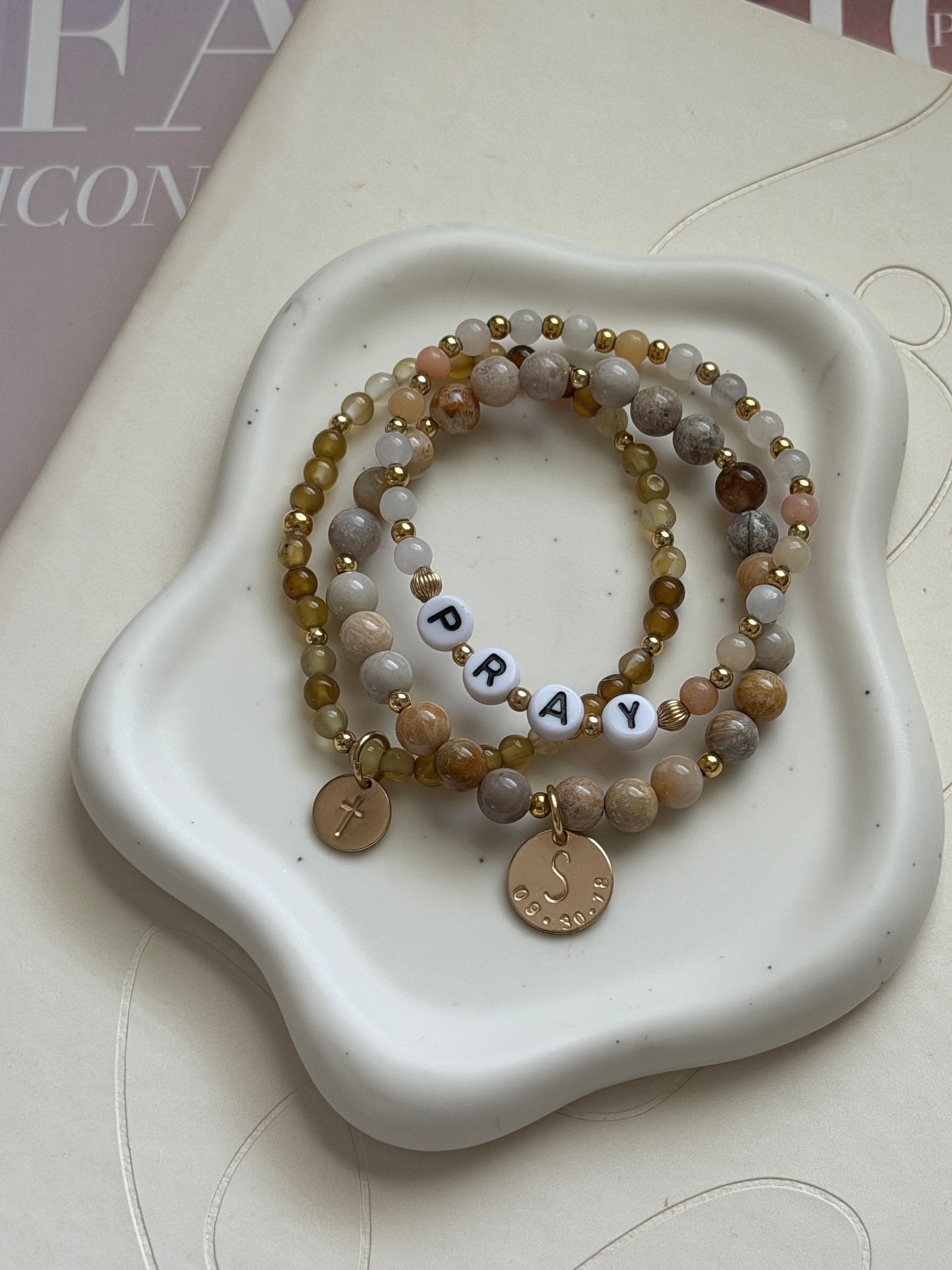 Light Brown & Stamped Bracelet