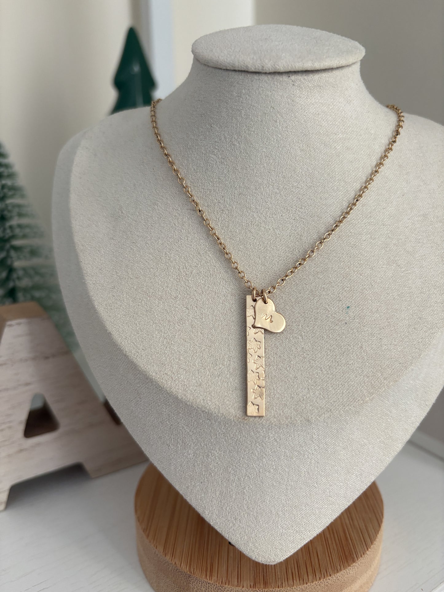 Birth flower and initial necklace