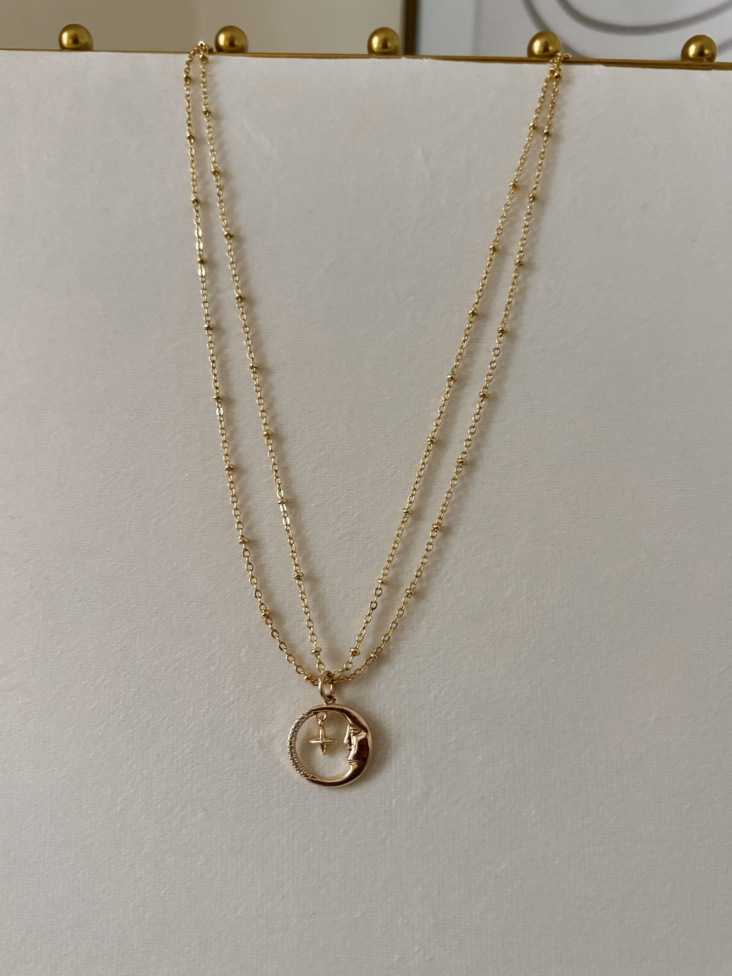 Double Chain Moon Necklace