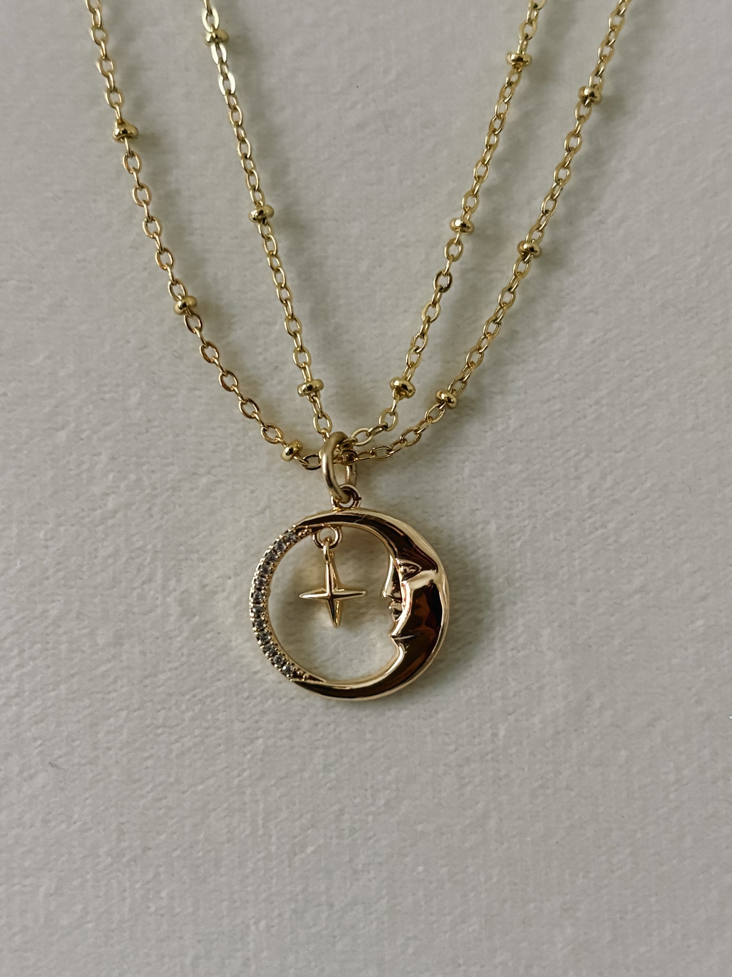 Double Chain Moon Necklace