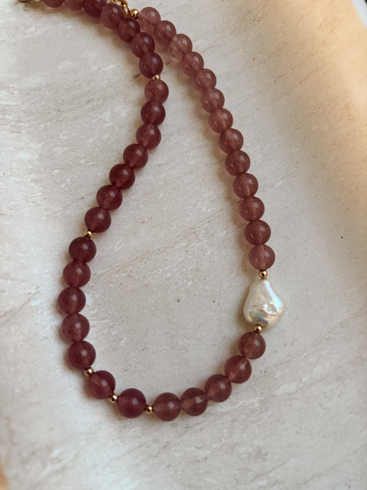 Strawberry Quarts Necklace