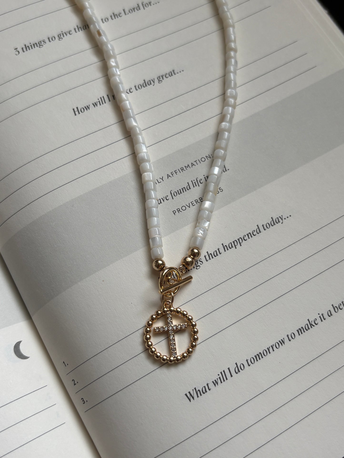 Mother Of Pearl And Cross Charm