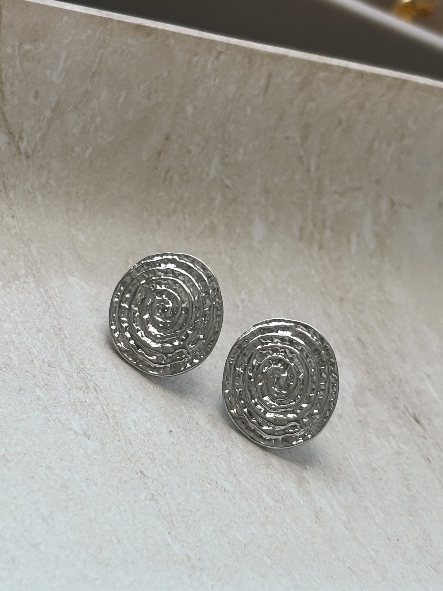 Round Silver Abstract Earrings