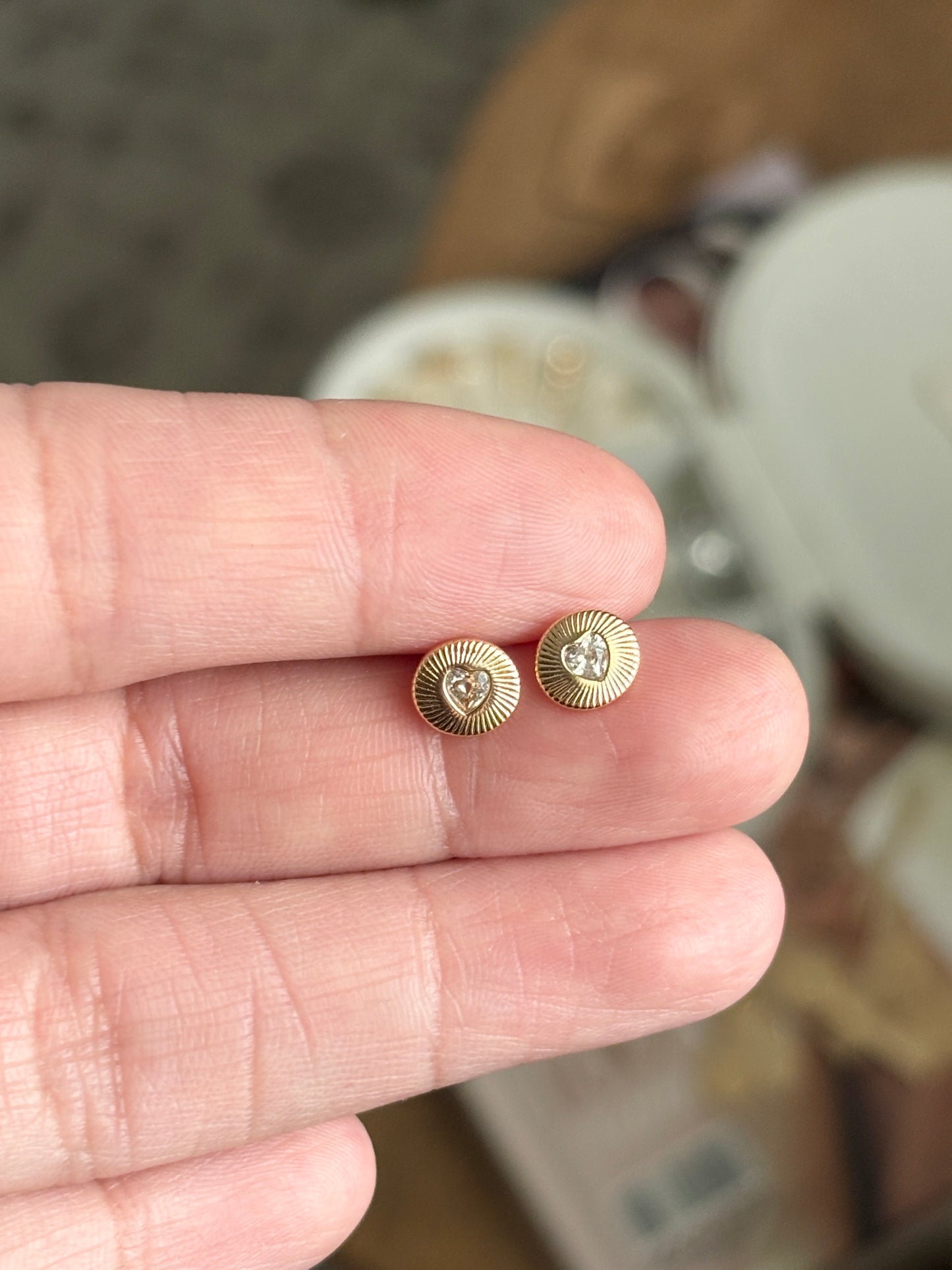 Pave Heart Mini Earrings