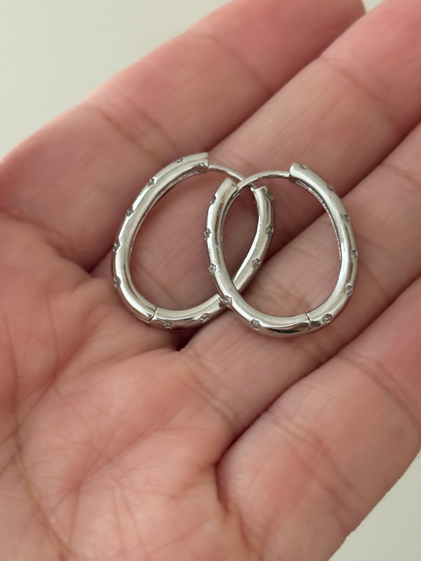 Silver Oval Hoops