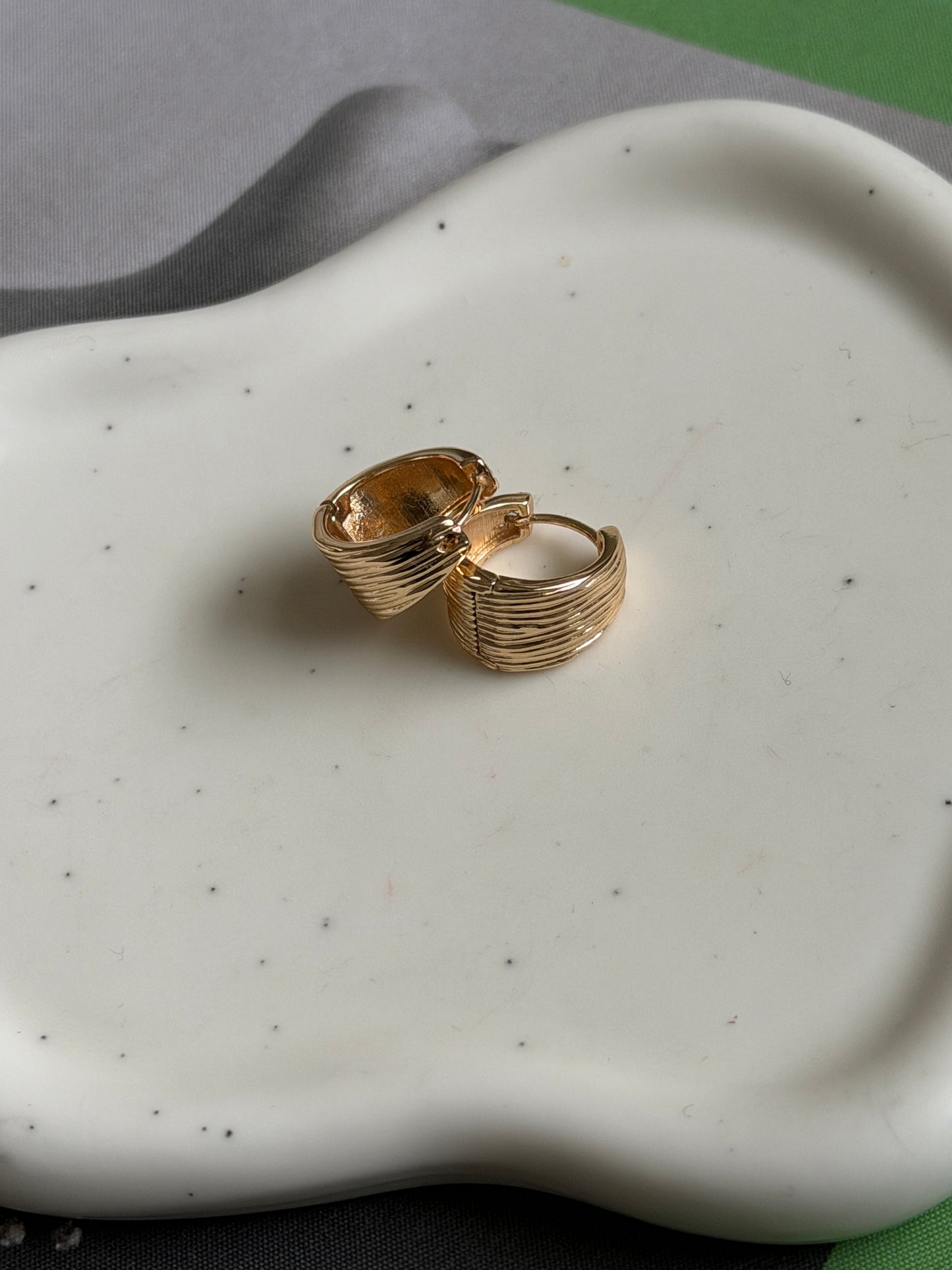 Ribbed Gold Huggies