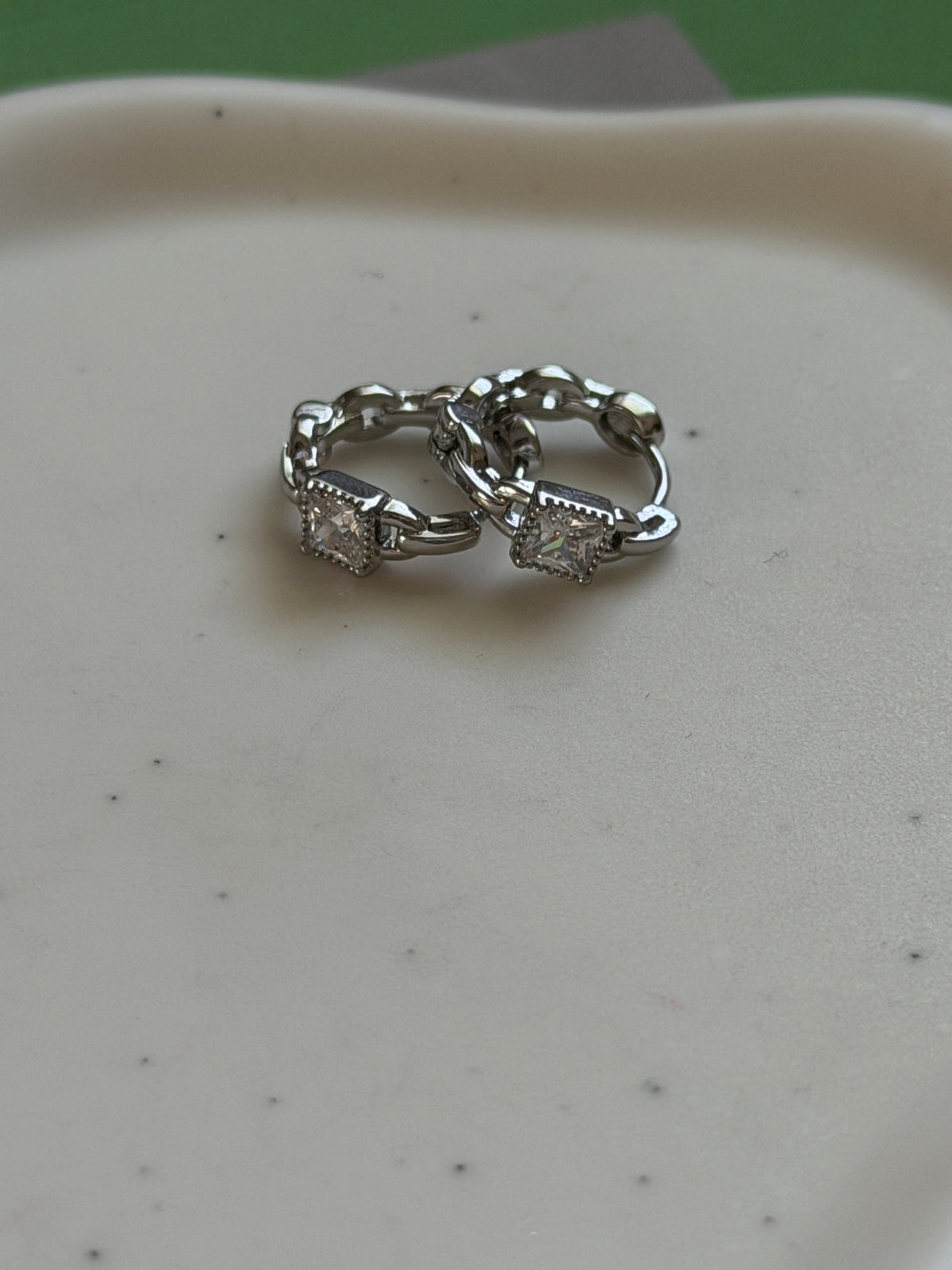CZ Silver Chain Earrings