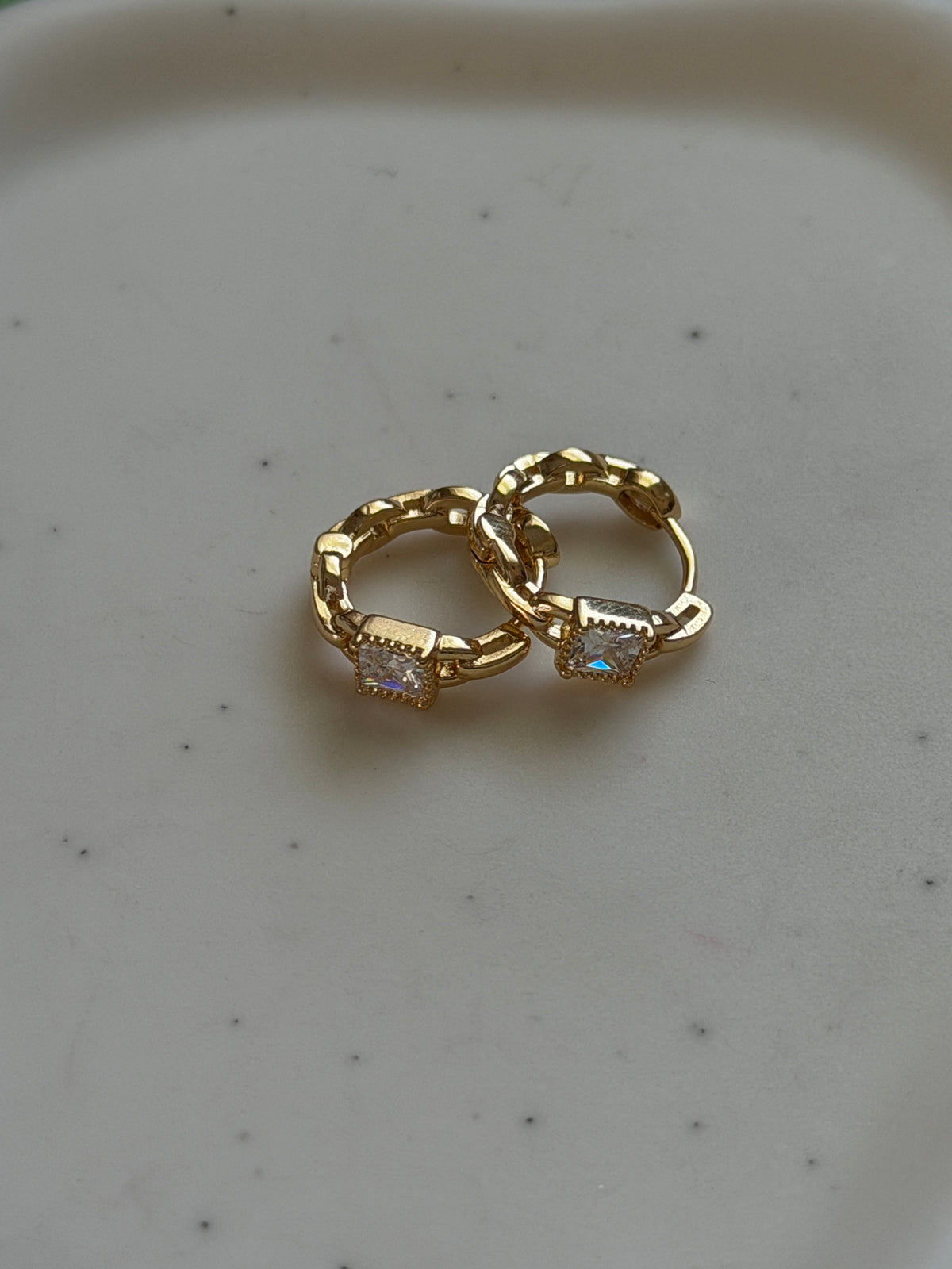 CZ Gold Chain Earrings