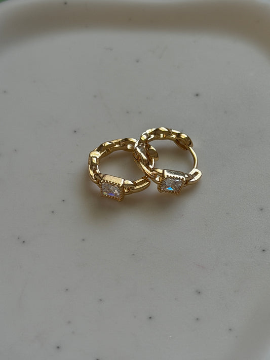 CZ Gold Chain Earrings