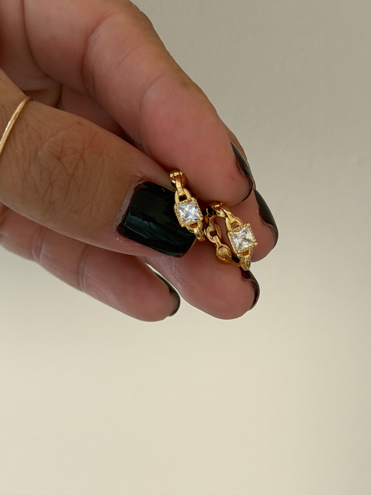 CZ Gold Chain Earrings