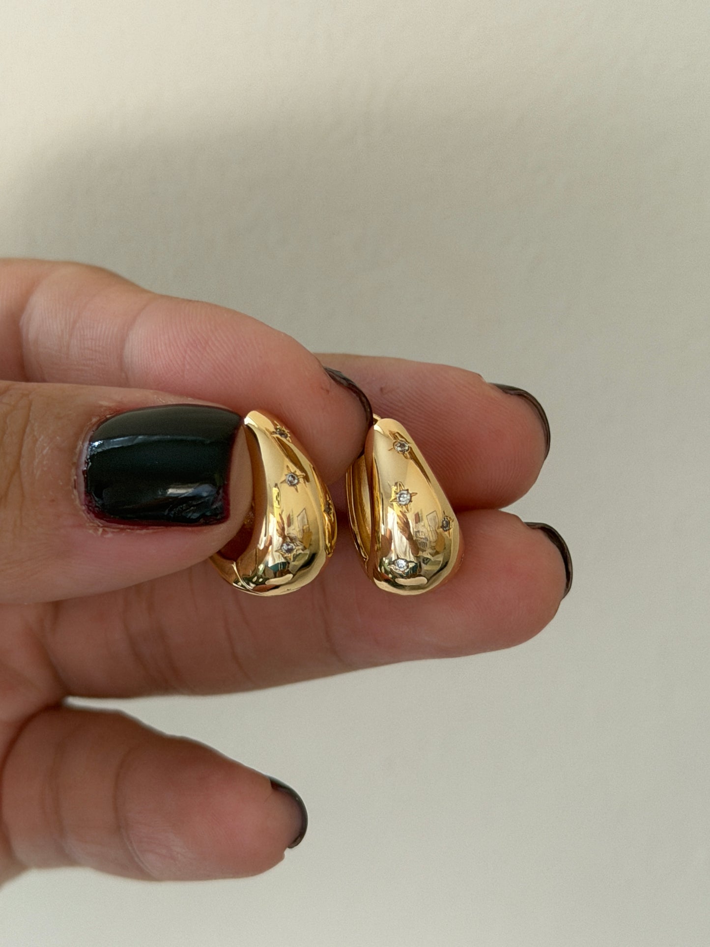 Gold Tear Drop Hoops