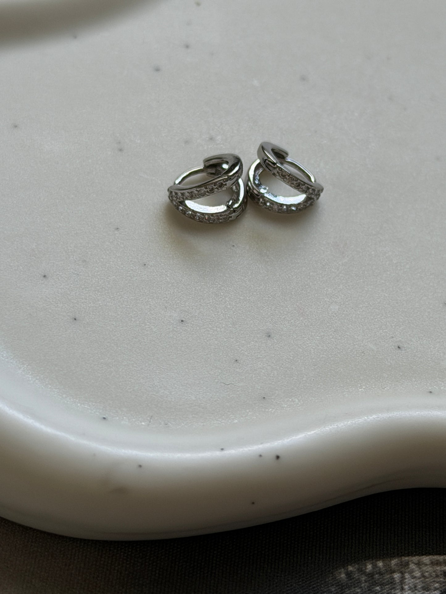 Mini CZ Silver Hoop