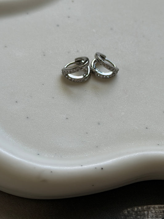 Mini CZ Silver Hoop
