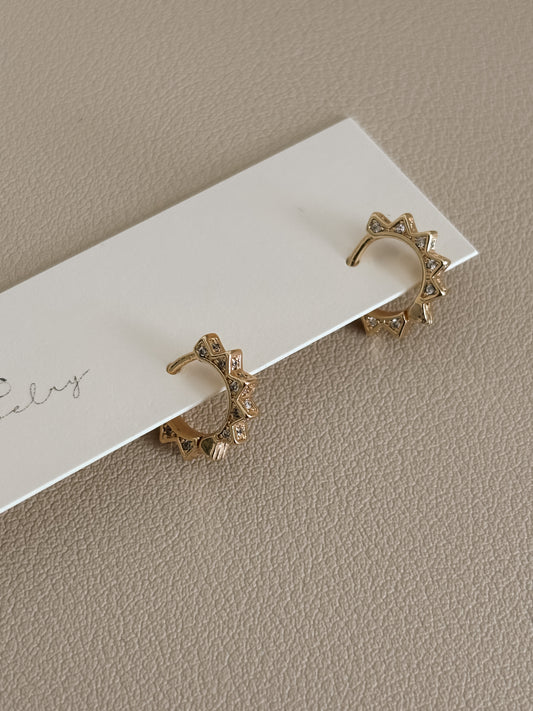 Gold CZ Triangle Huggies