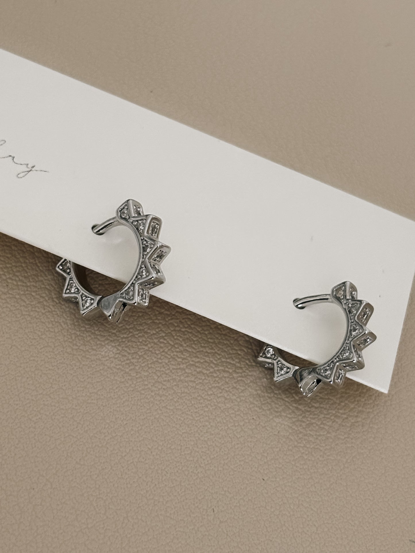 Silver CZ Triangle Huggies