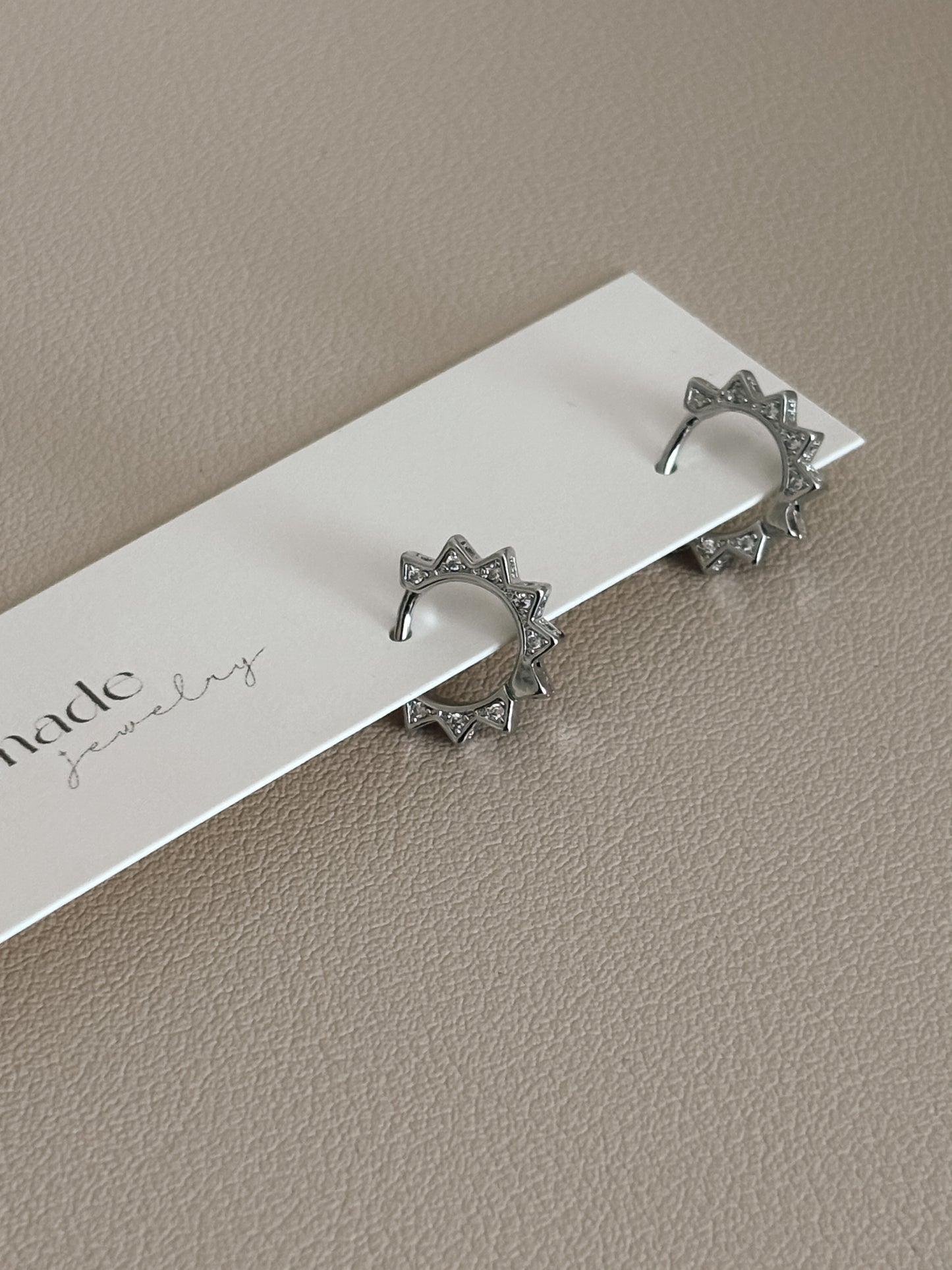 Silver CZ Triangle Huggies