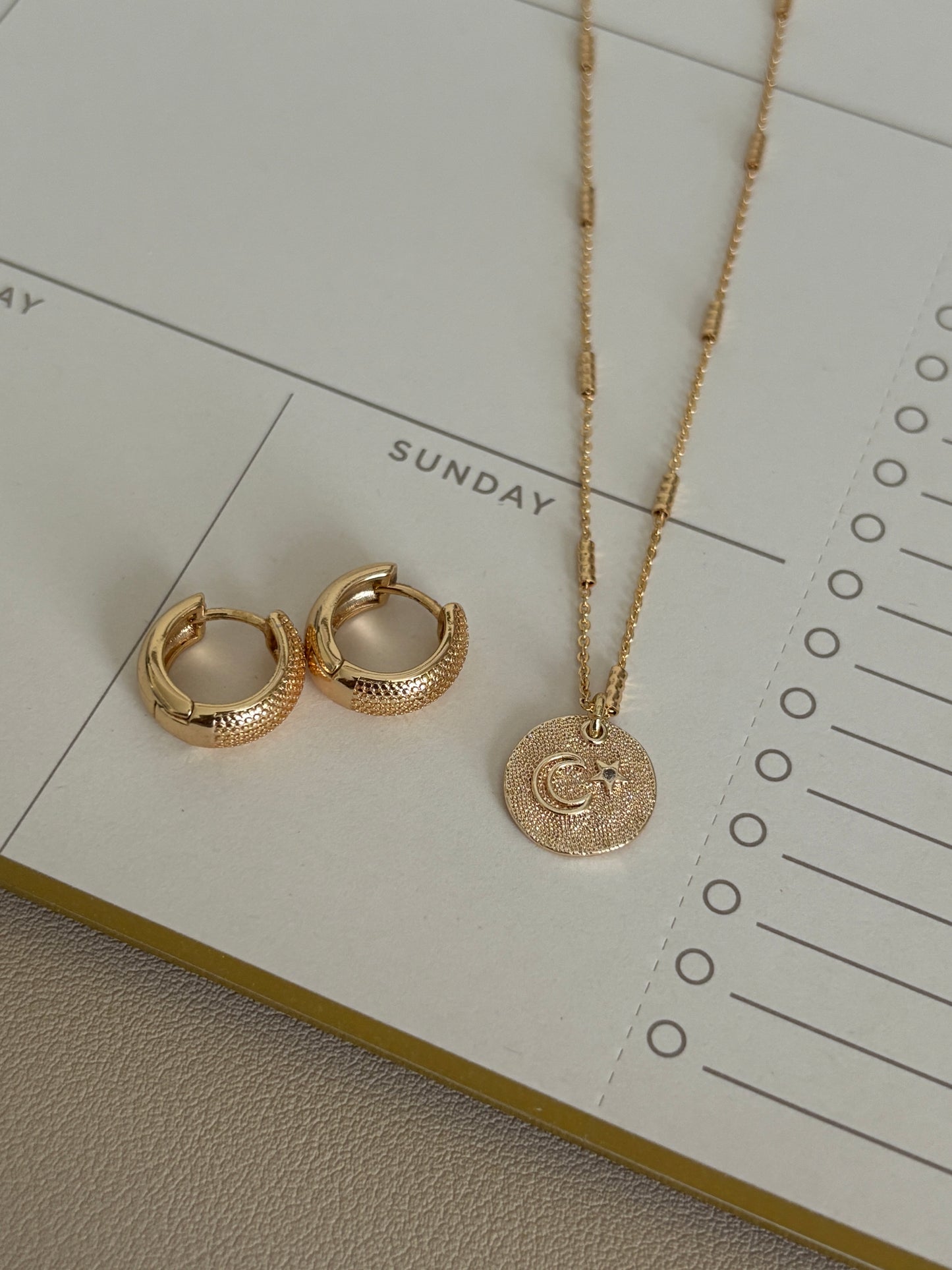 Gold Sun And Moon Coin Necklace