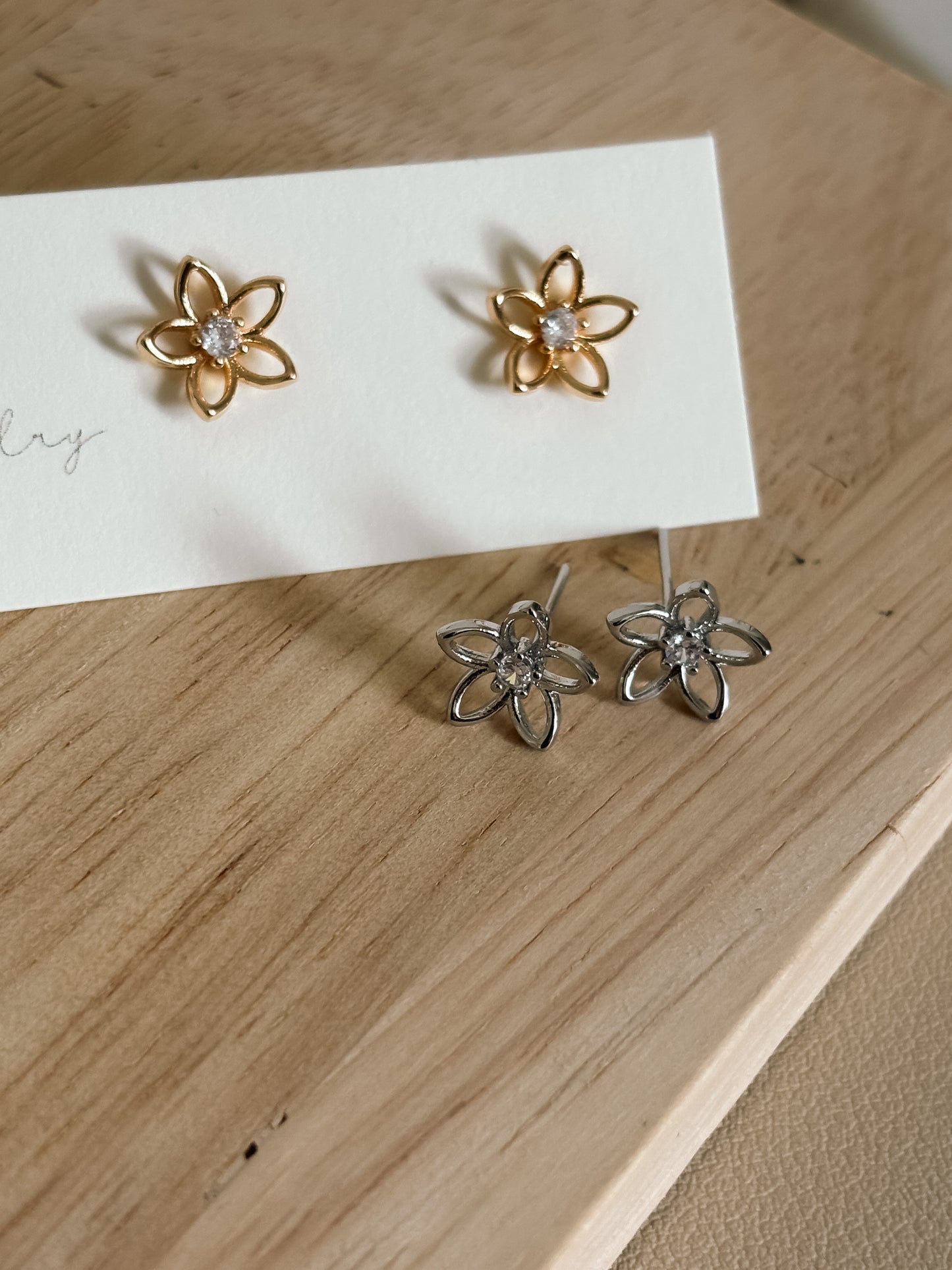 Silver Open Flower Earrings