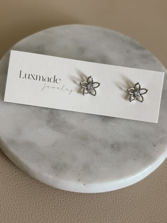 Silver Open Flower Earrings