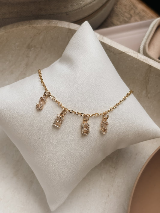 Mini CZ Initial Bracelet